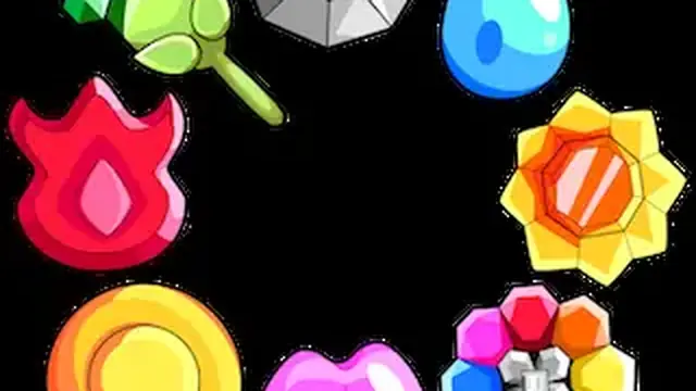Collection of eight colorful Kanto gym badges artwork